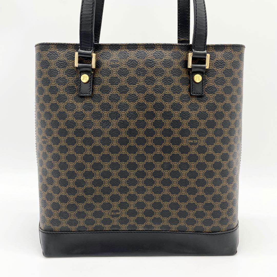 CELINE セリーヌ トートバッグ マカダム柄 PVC/レザー ブラック ブラウン CE00/12