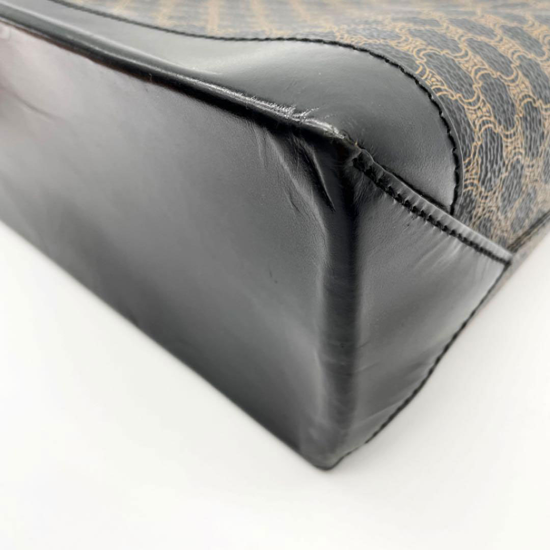 CELINE セリーヌ トートバッグ マカダム柄 PVC/レザー ブラック ブラウン CE00/12