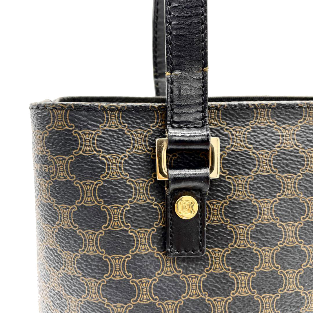 CELINE セリーヌ トートバッグ マカダム柄 PVC/レザー ブラック ブラウン CE00/12