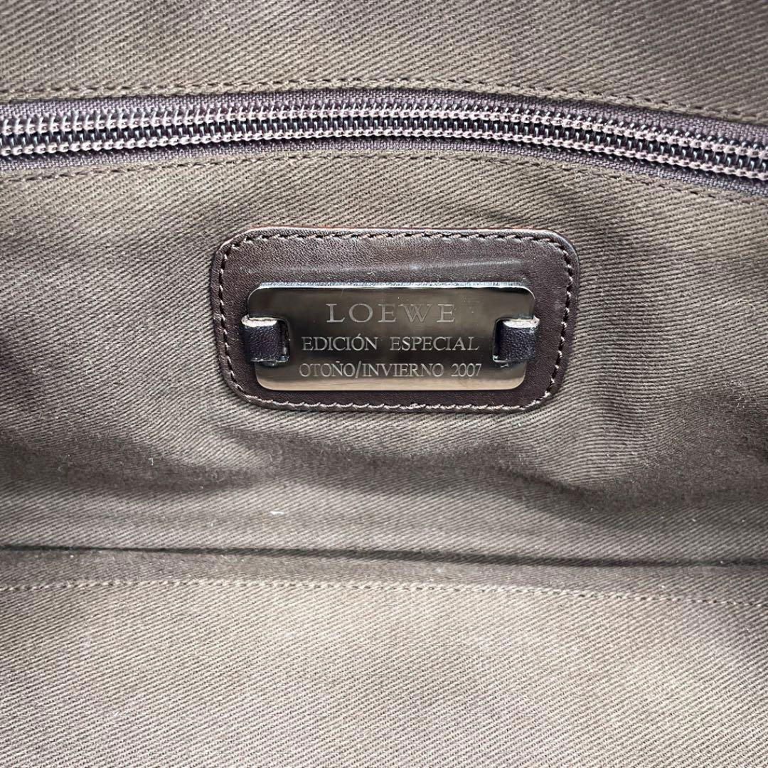 LOEWE ロエベ ハンドバッグ アマソナ28 レザー サテン ダークブラウン ピンク系 2007年限定モデル