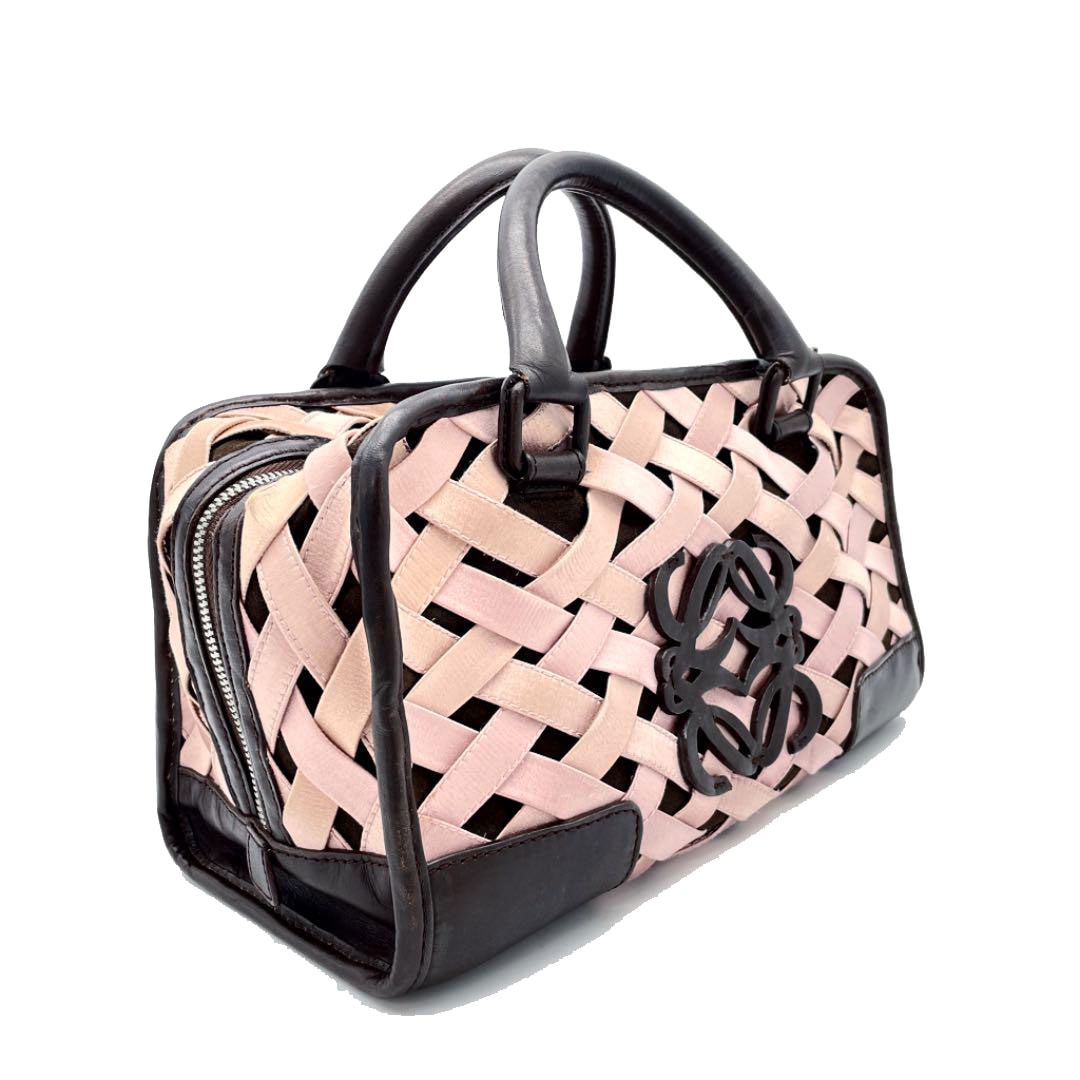 LOEWE ロエベ アマソナ28 レザー 編み込み ハンド バッグ LOEWE ロエベ アマソナ 28 ピンク レザー ハンドバッグ - メルカリ