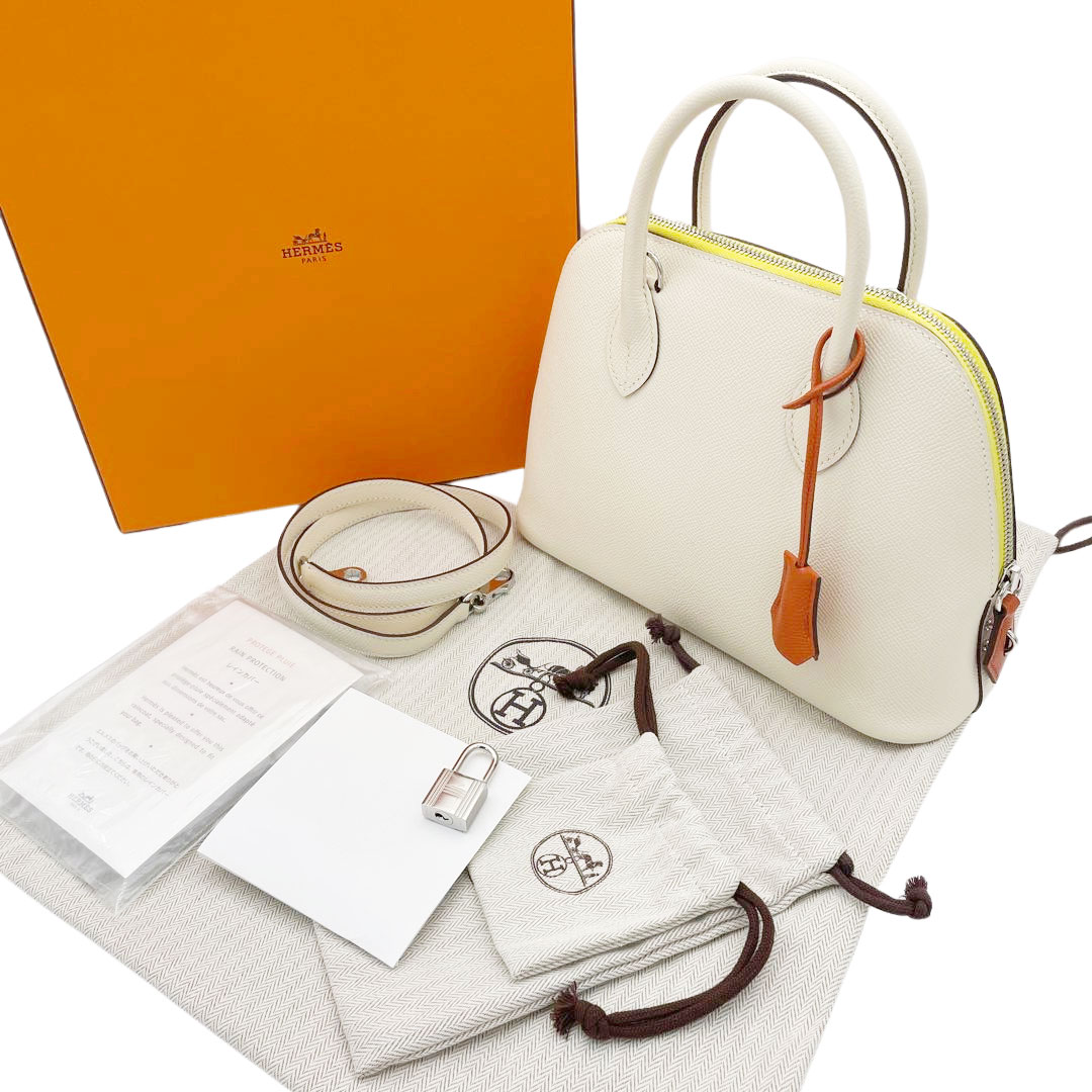 HERMES エルメス ボリード1923 25 トリコロール 2WAY ハンドバッグ ヴォーエプソン ナタ/ジョーヌシトロン/テールバテュー シルバー金具 U刻印