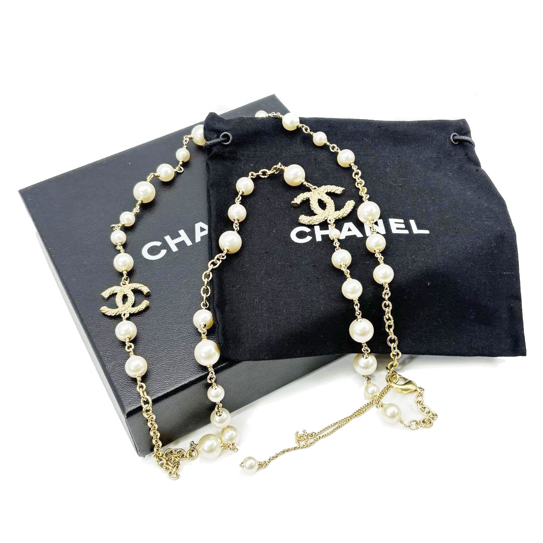 CHANEL シャネル ロングネックレス 110cm ココマーク フェイクパール