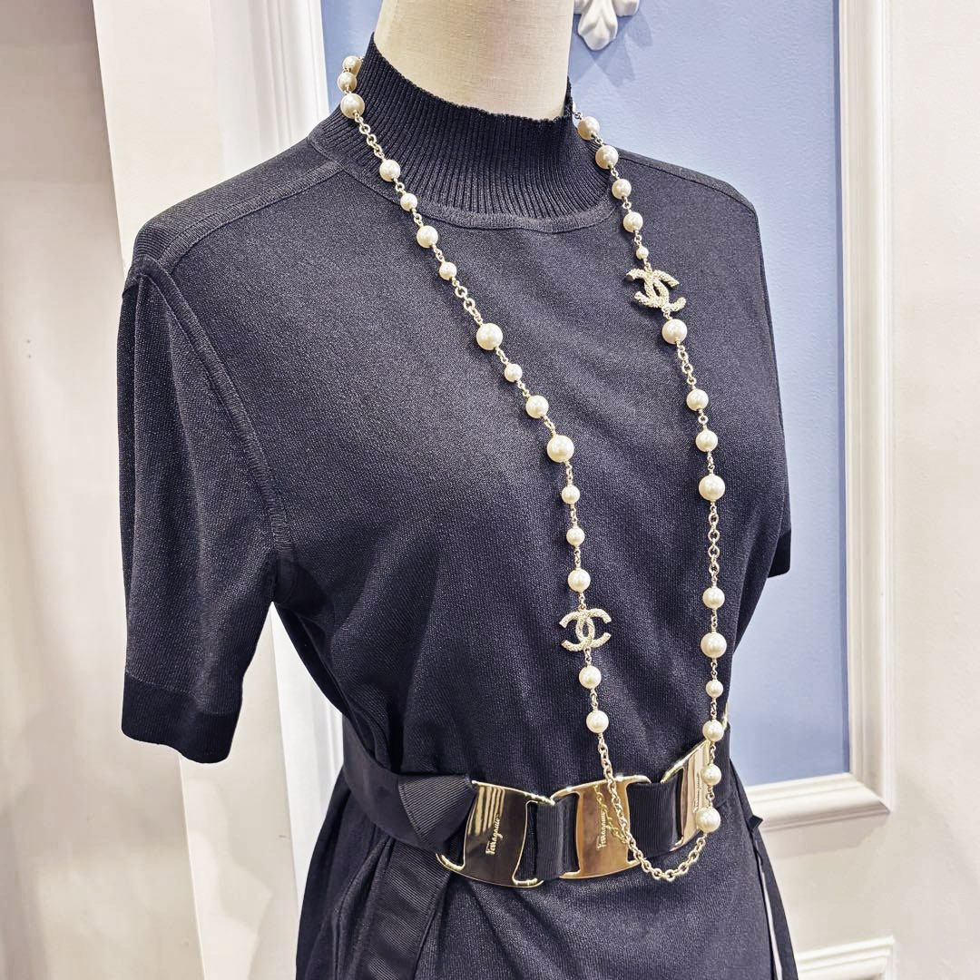 CHANEL シャネル ロングネックレス 110cm ココマーク フェイクパール