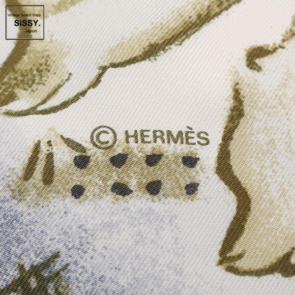■エルメス■ カレ90 スカーフ「PREMIERES MAINS」シルク グレーブルー 白 マルチカラー 【HERMES】