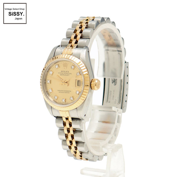 ■ロレックス■ レディース 腕時計 オイスター パーペチュアル デイトジャスト SS K18YG 10Pダイヤモンド シルバー/ゴールド シャンパン文字盤 【ROLEX】