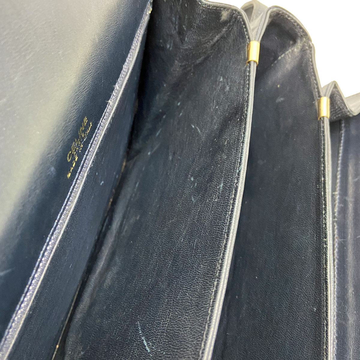 CELINE セリーヌ 馬車金具 ショルダーバッグ レザー ネイビー ヴィンテージ