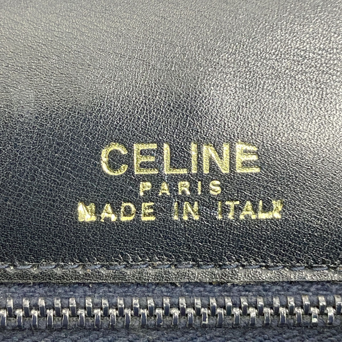 CELINE セリーヌ 馬車金具 ショルダーバッグ レザー ネイビー ヴィンテージ