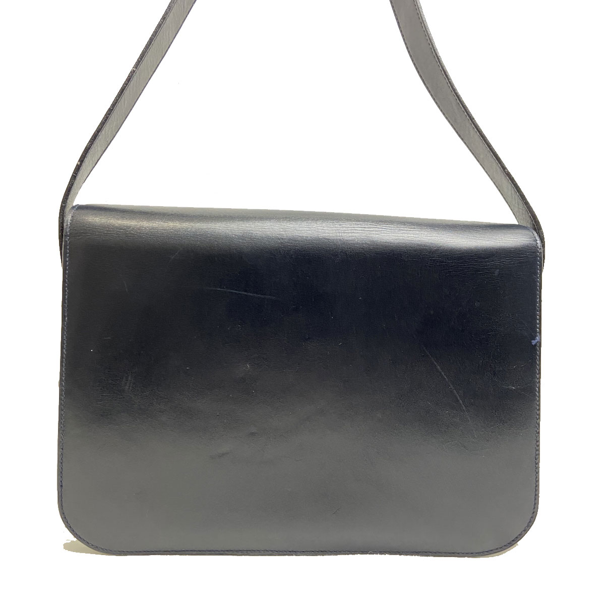 CELINE セリーヌ 馬車金具 ショルダーバッグ レザー ネイビー ヴィンテージ