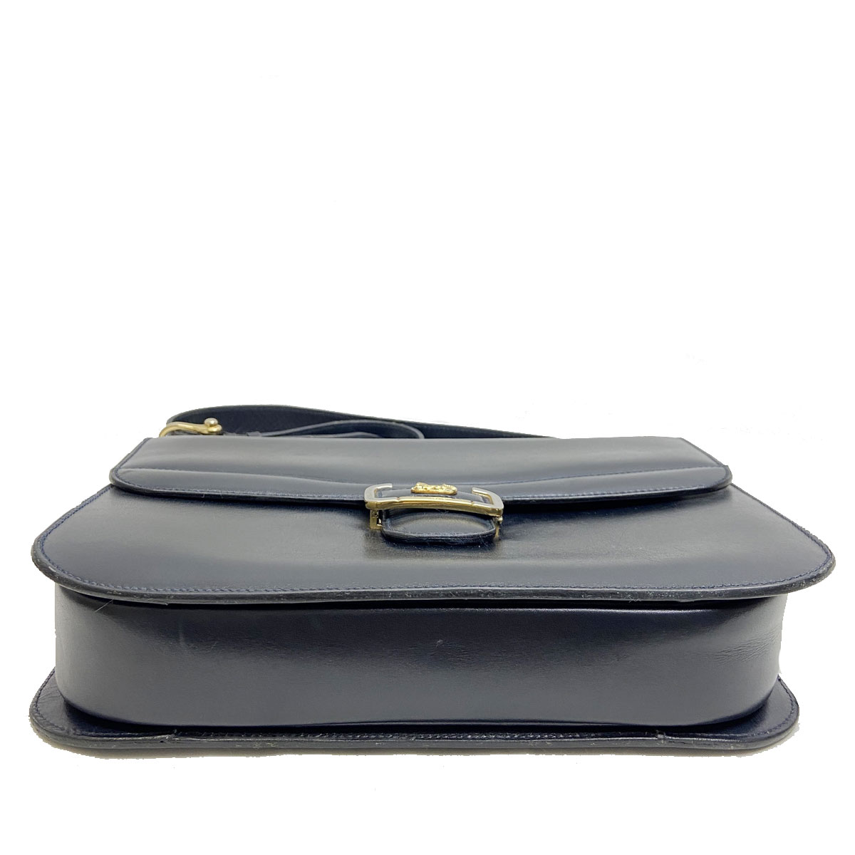 CELINE セリーヌ 馬車金具 ショルダーバッグ レザー ネイビー ヴィンテージ