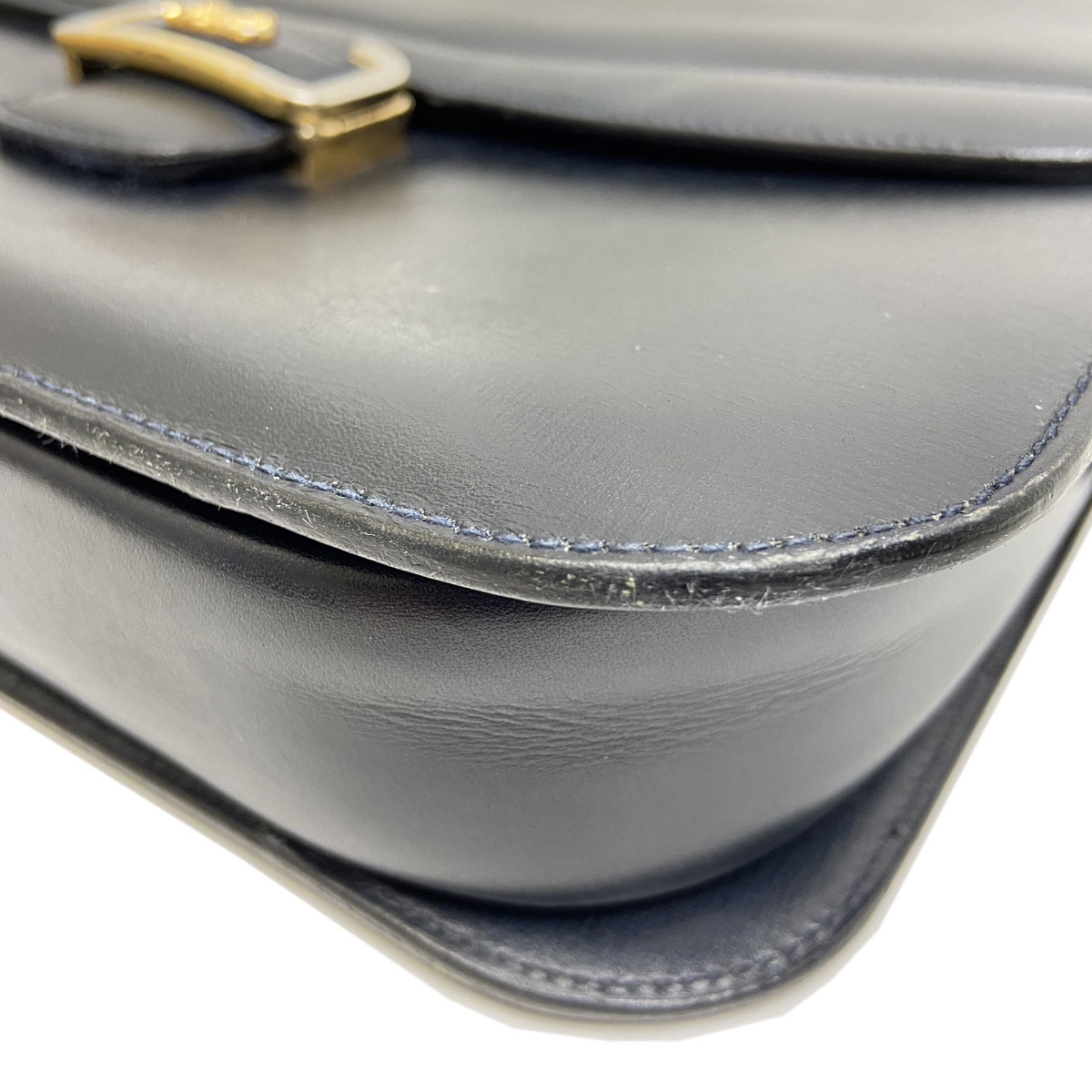 CELINE セリーヌ 馬車金具 ショルダーバッグ レザー ネイビー ヴィンテージ