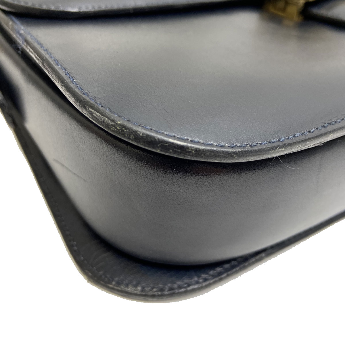 CELINE セリーヌ 馬車金具 ショルダーバッグ レザー ネイビー ヴィンテージ