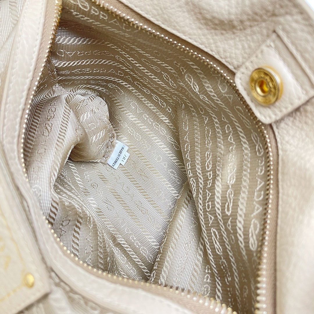 PRADA プラダ 2WAYハンドバッグ レザー ベージュ ゴールド金具 BR4393