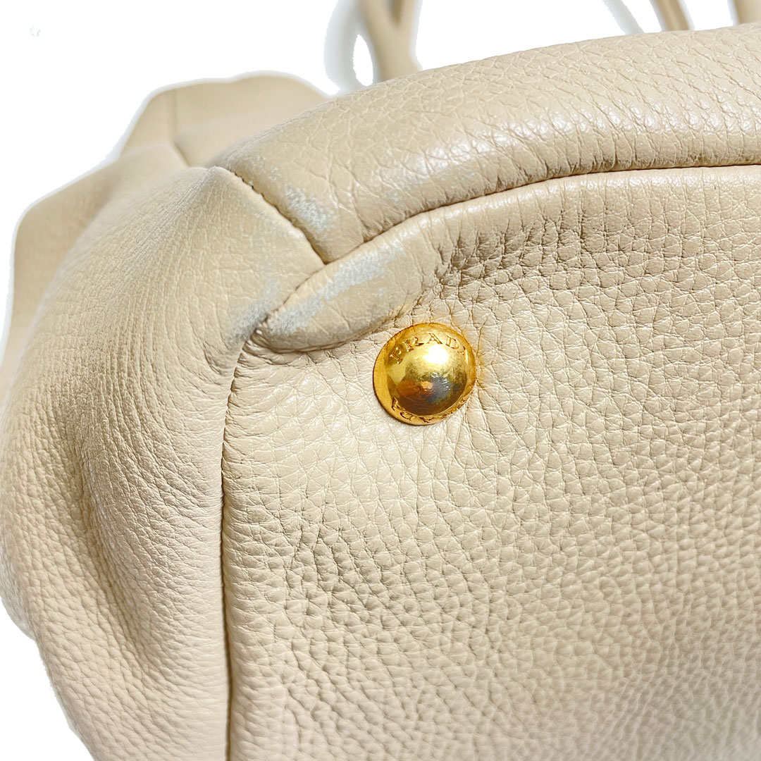 PRADA プラダ 2WAYハンドバッグ レザー ベージュ ゴールド金具 BR4393