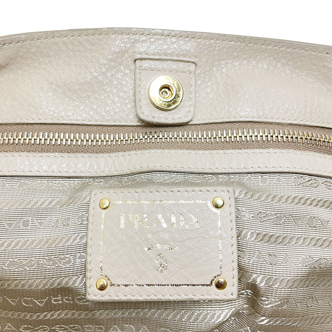 PRADA プラダ 2WAYハンドバッグ レザー ベージュ ゴールド金具 BR4393