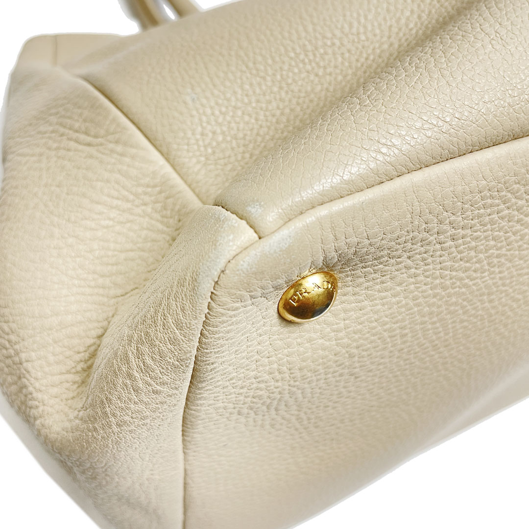 PRADA プラダ 2WAYハンドバッグ レザー ベージュ ゴールド金具 BR4393