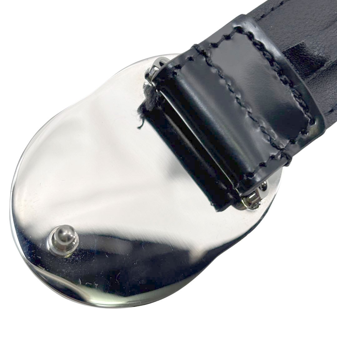 GUCCI グッチ インターロッキングG レザーベルト 85 ブラック ゴールド/シルバー金具 598092 DT90X