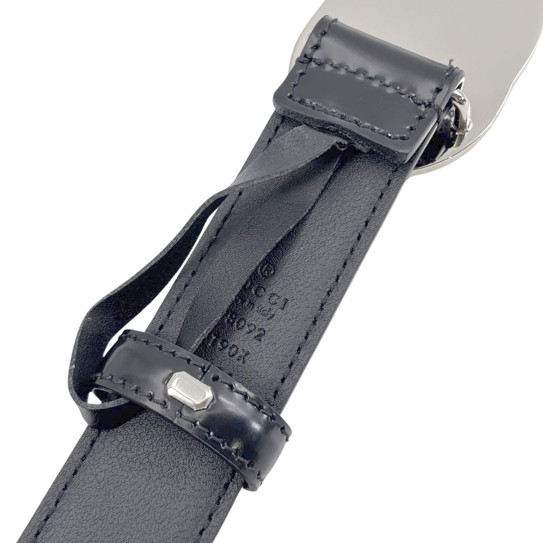 GUCCI グッチ インターロッキングG レザーベルト 85 ブラック