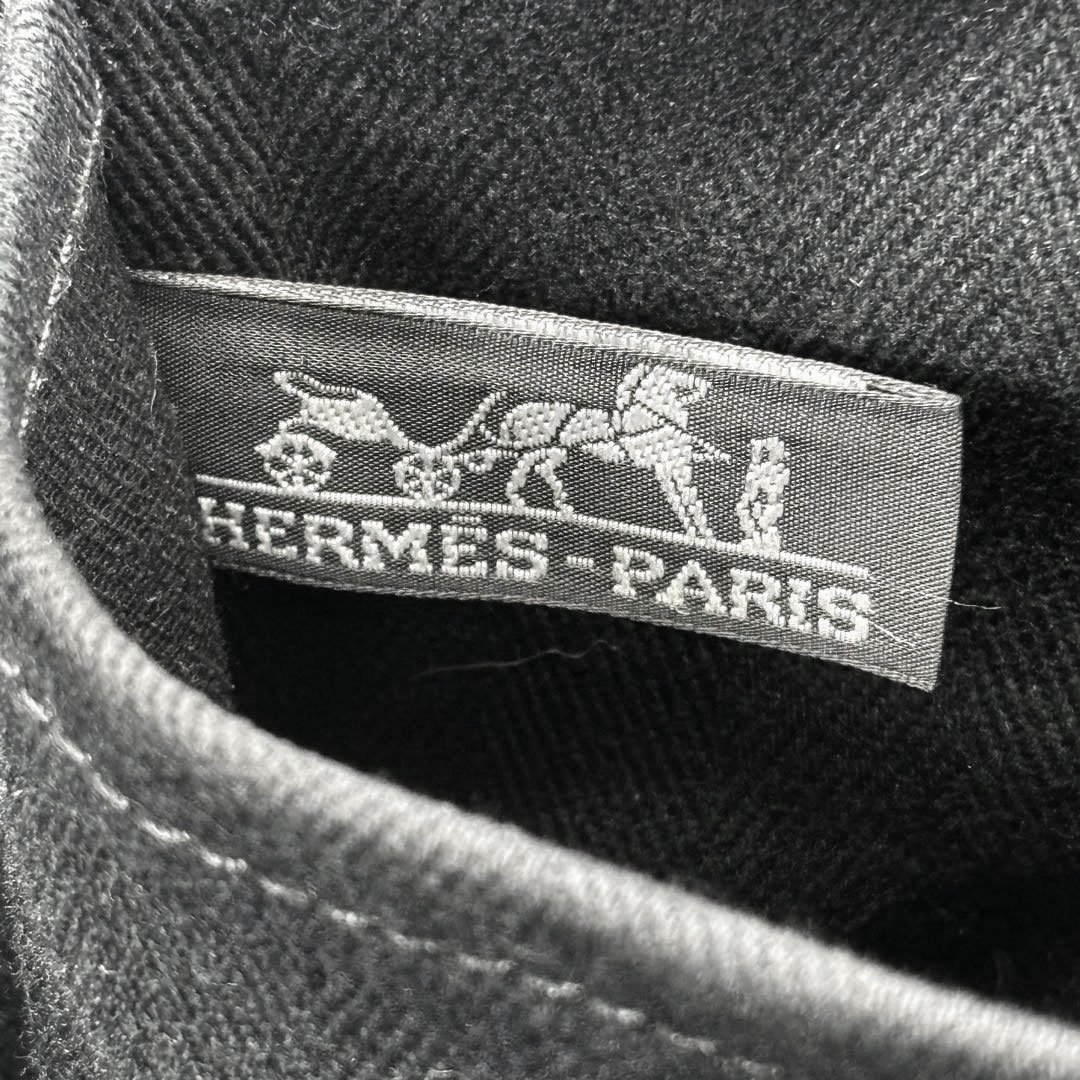 HERMES エルメス ハンドバッグ ヴァルパライソPM トワルシェブロン/レザー ブラック □J刻印