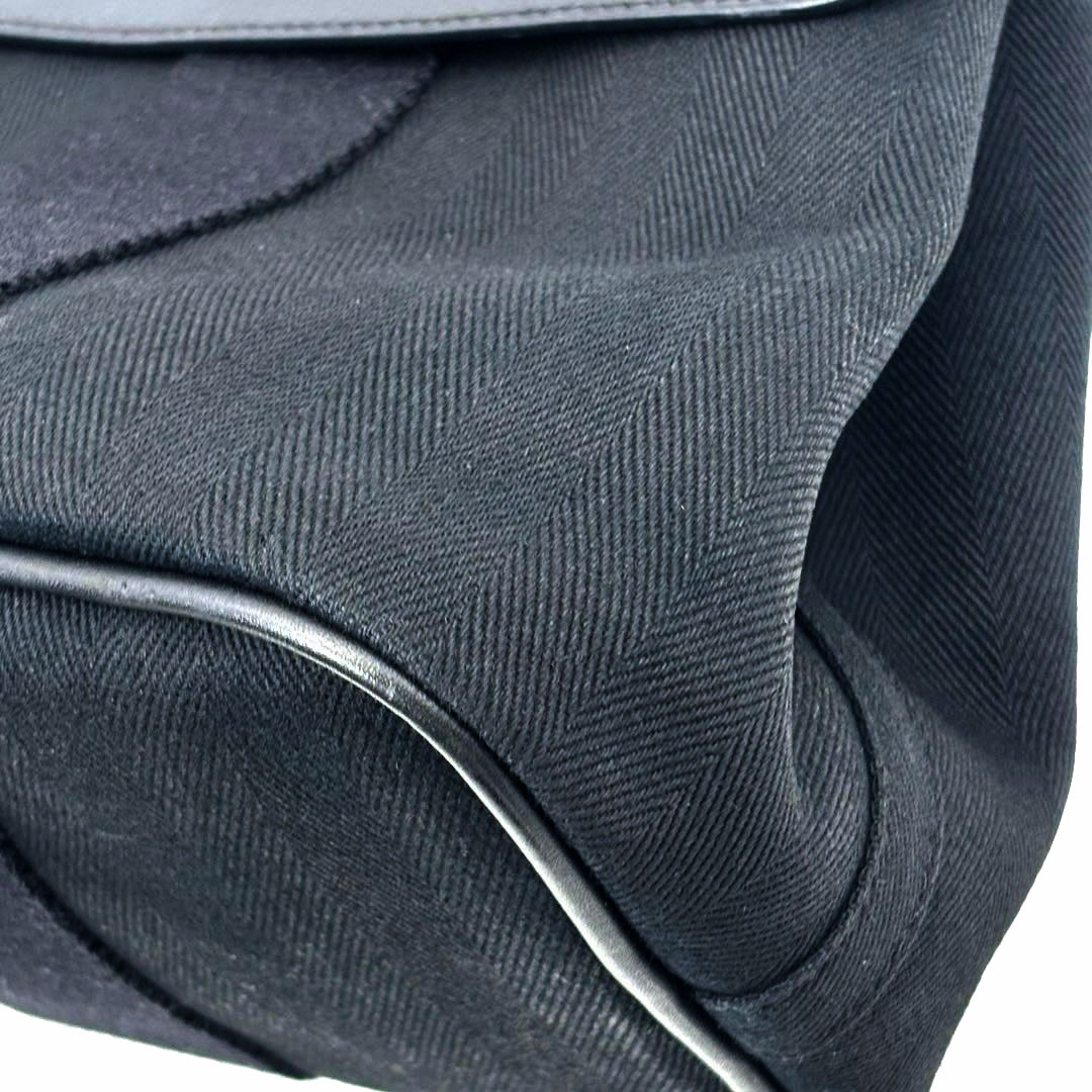 HERMES エルメス ハンドバッグ ヴァルパライソPM トワルシェブロン/レザー ブラック □J刻印