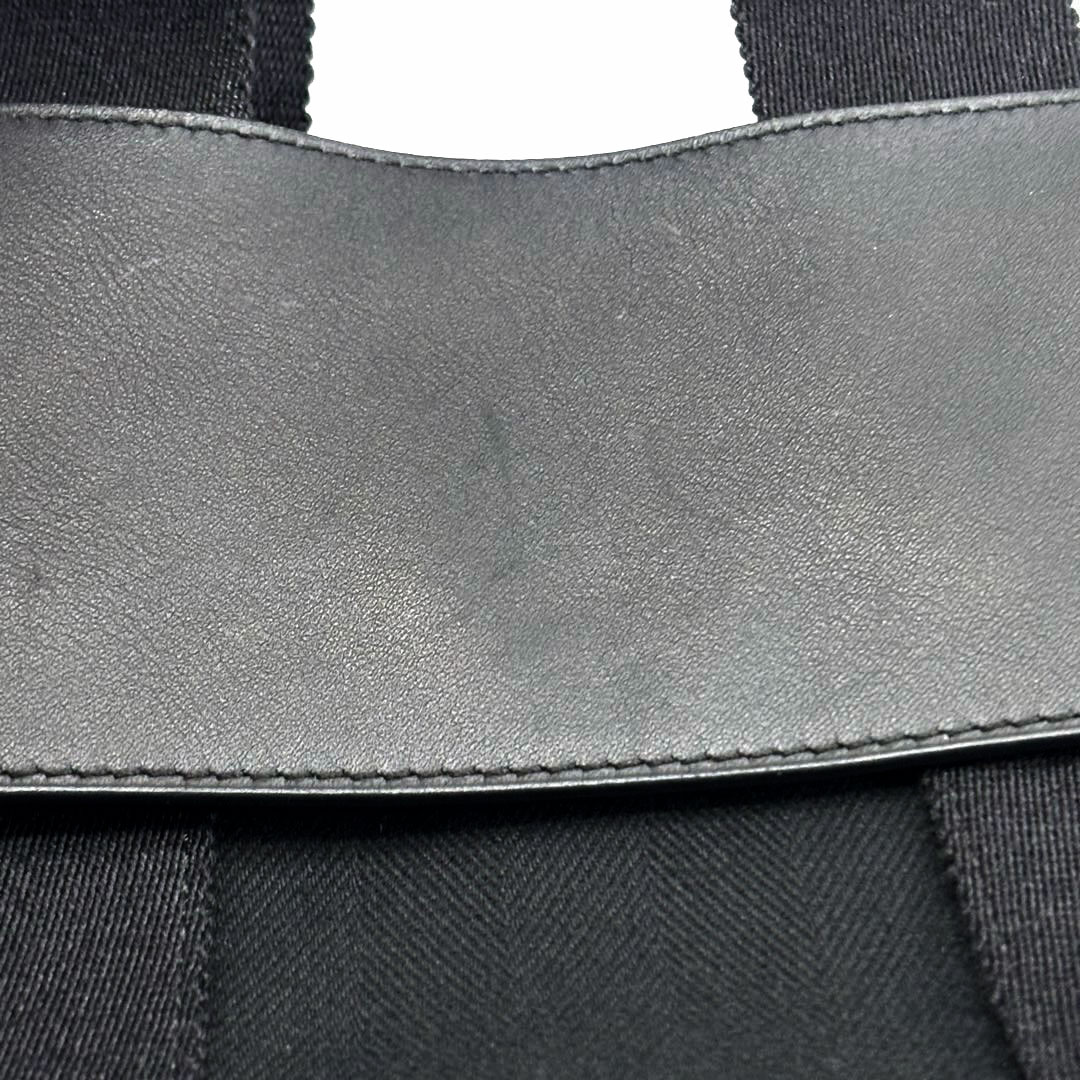 HERMES エルメス ハンドバッグ ヴァルパライソPM トワルシェブロン/レザー ブラック □J刻印