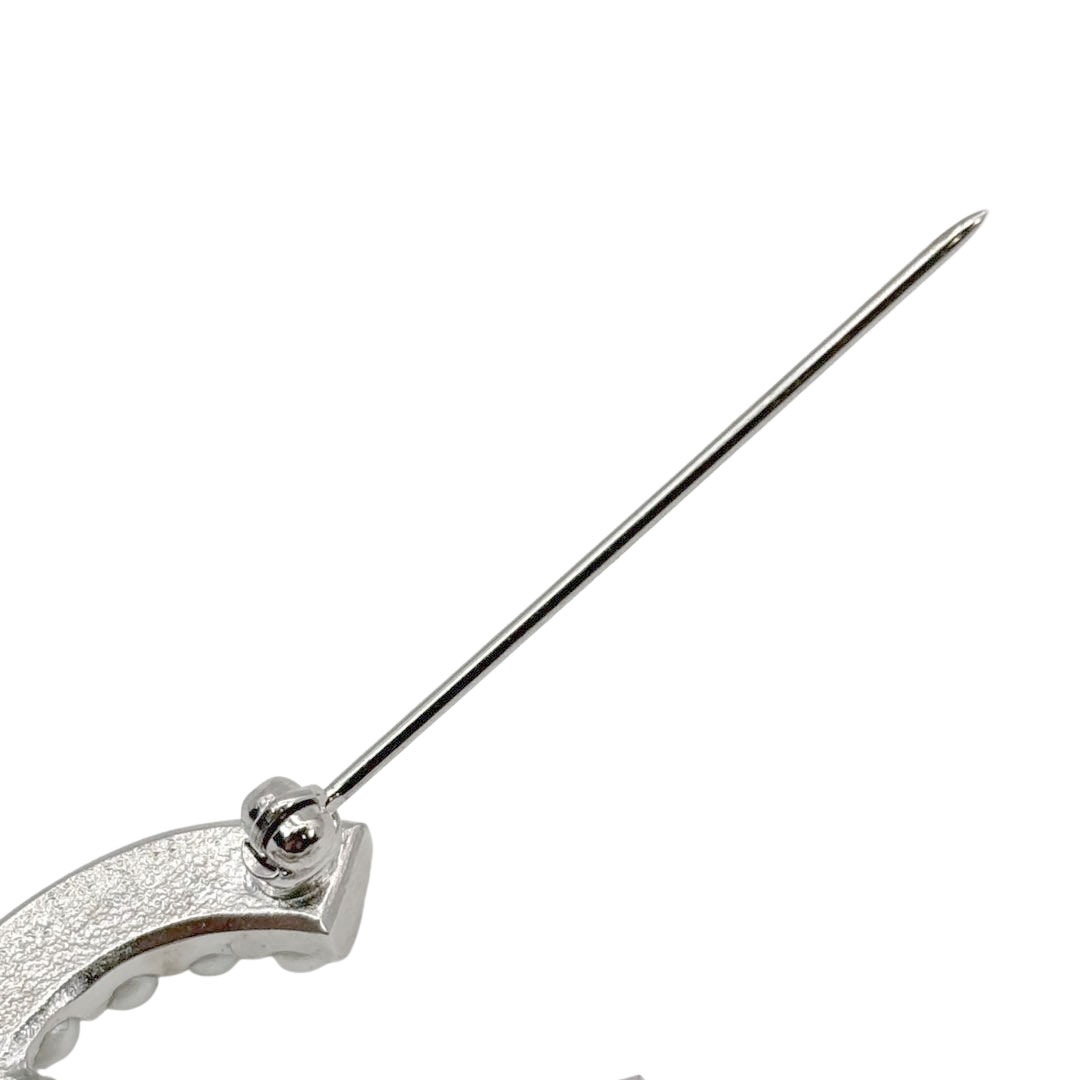 CHANEL シャネル ブローチ ココマーク フェイクパール/ラインストーン C19K シルバー