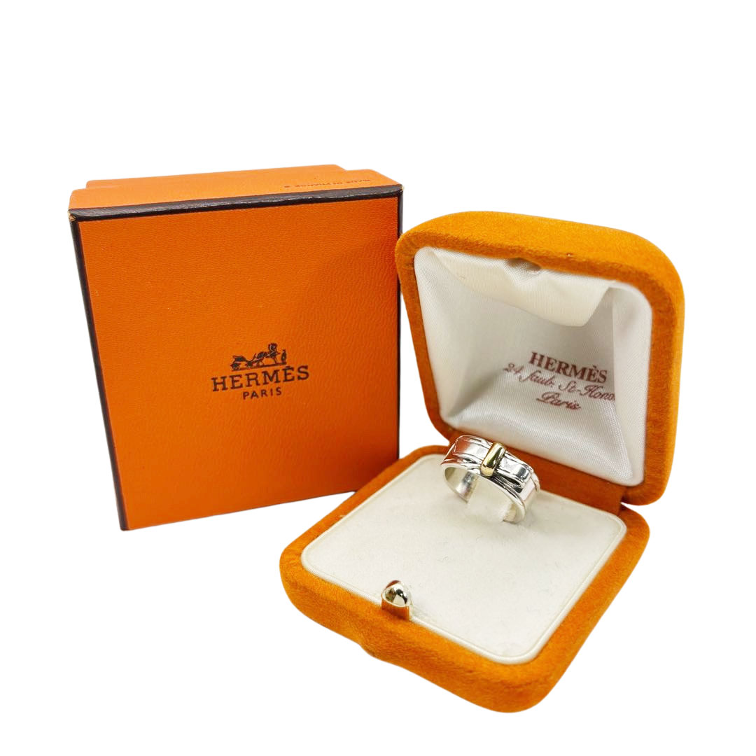 HERMES エルメス アルテミス リング 指輪 #51(約11号) 925/750(K18YG) コンビ シルバー/イエローゴールド 6.3g