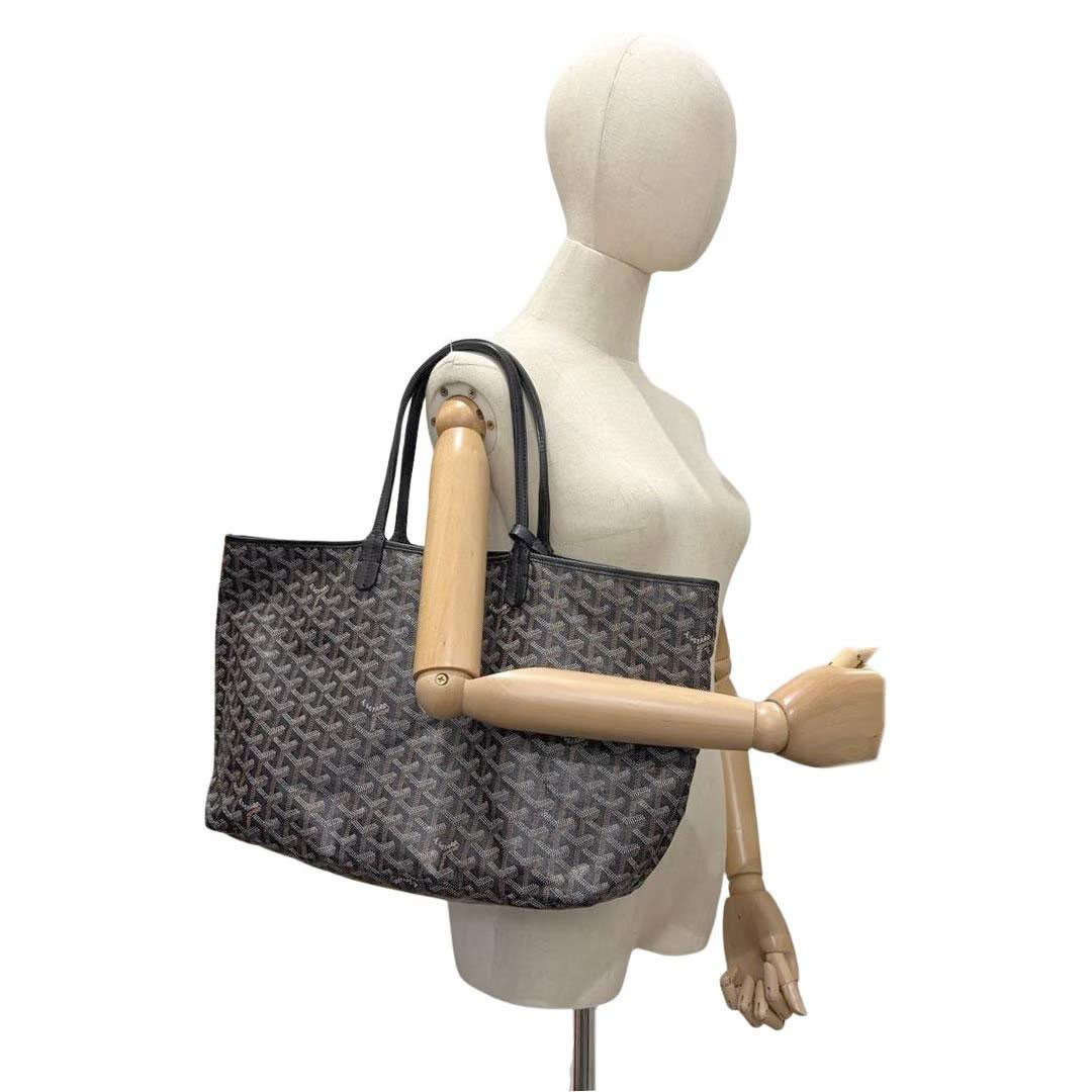 GOYARD ゴヤール サンルイPM トートバッグ PVC/レザー ブラック VAE120131