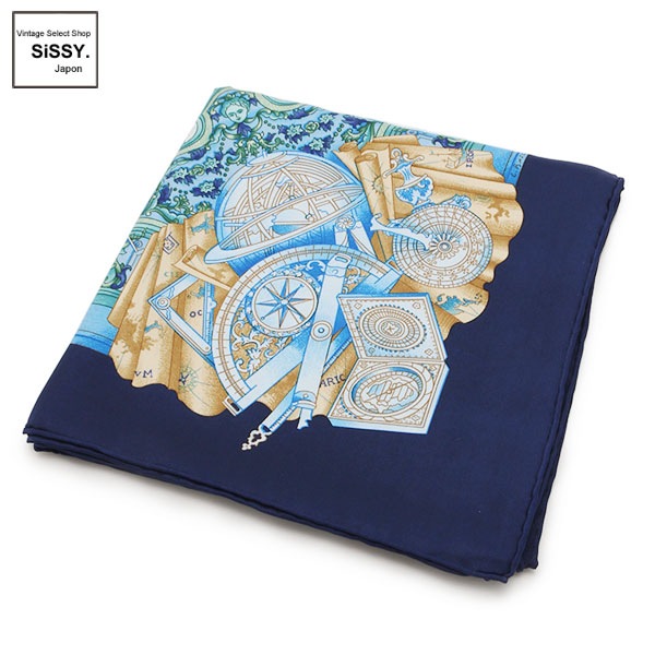 ■エルメス■ カレ90 スカーフ「AZVLEJOS」シルク ブルー系マルチカラー 【HERMES】