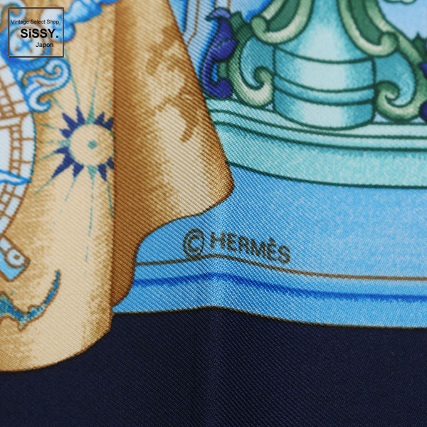 ■エルメス■ カレ90 スカーフ「AZVLEJOS」シルク ブルー系マルチカラー 【HERMES】