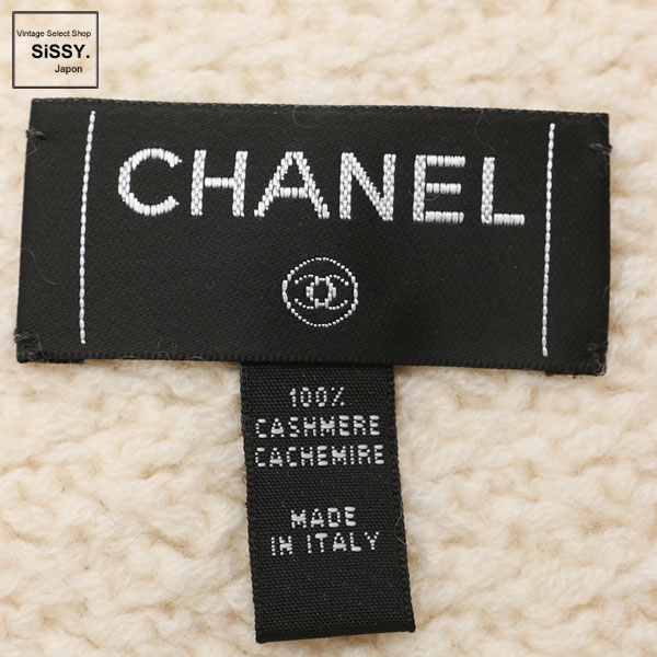■シャネル■ ココマーク ストール マフラー カシミヤ アイボリー ブラック 【CHANEL】