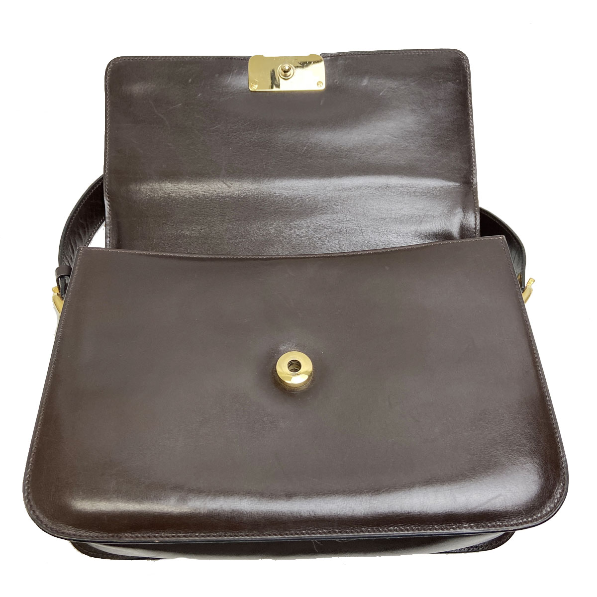CELINE セリーヌ 馬車金具 ショルダーバッグ レザー ブラウン ヴィンテージ