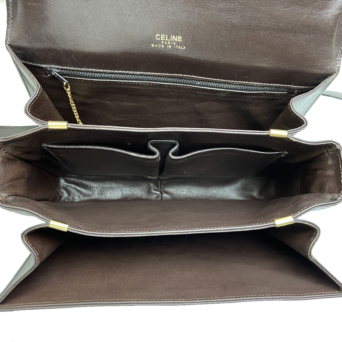 CELINE セリーヌ 馬車金具 ショルダーバッグ レザー ブラウン ヴィンテージ