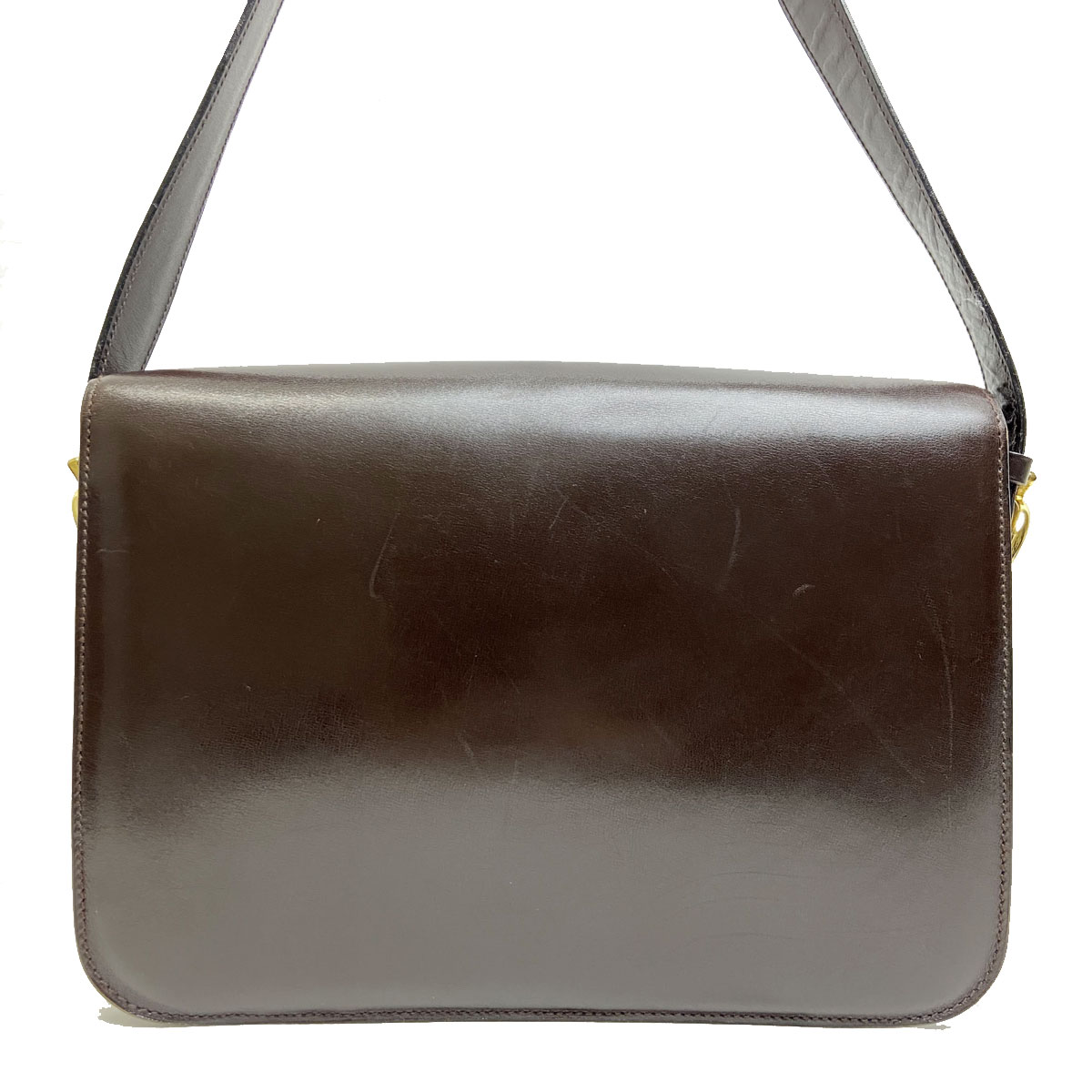 CELINE セリーヌ 馬車金具 ショルダーバッグ レザー ブラウン ヴィンテージ