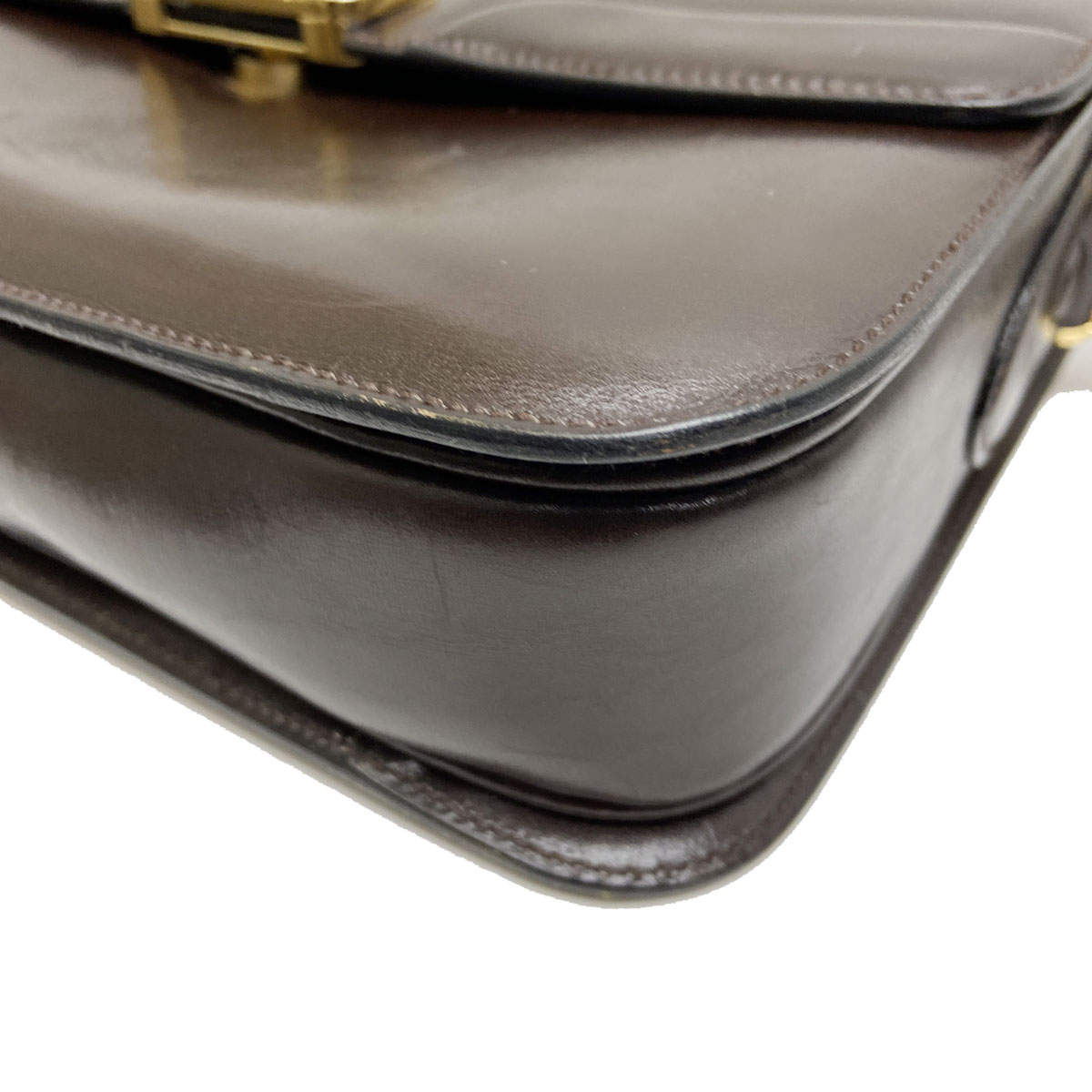 CELINE セリーヌ 馬車金具 ショルダーバッグ レザー ブラウン ヴィンテージ