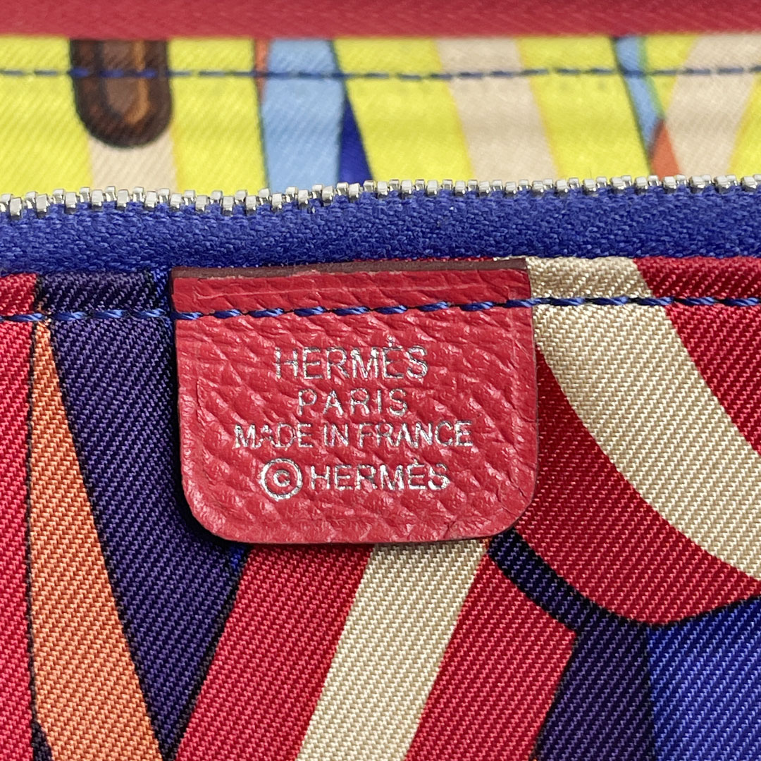 HERMES エルメス ラウンドファスナー 長財布 アザップロングシルクイン ブーゲンビリア（ピンク系） ヴォーエプソン X刻印（2016年頃製造）