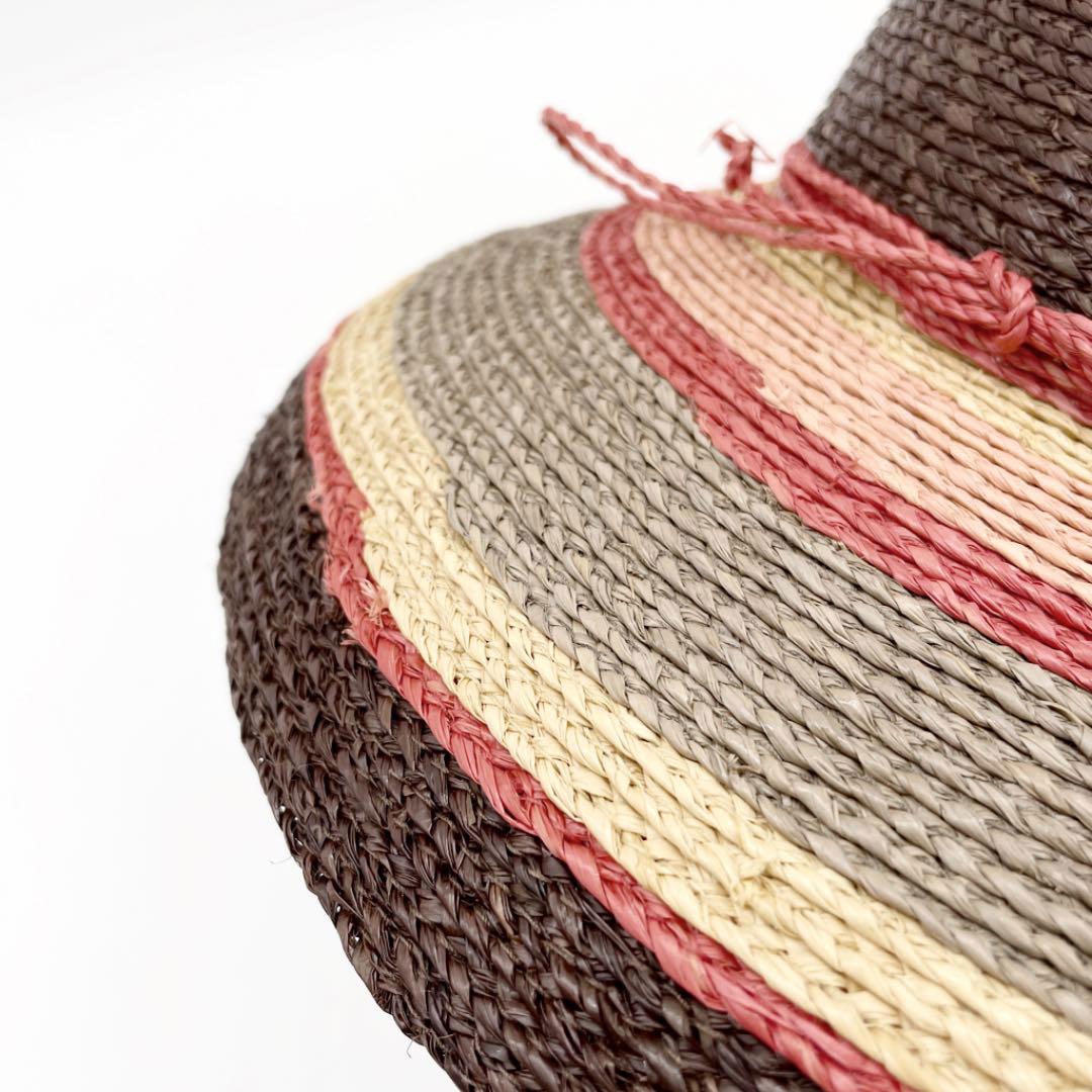 HELEN KAMINSKI ヘレンカミンスキー ストローハット 麦わら帽子 ラフィア ナチュラル ブラウン レッド ピンク グレー
