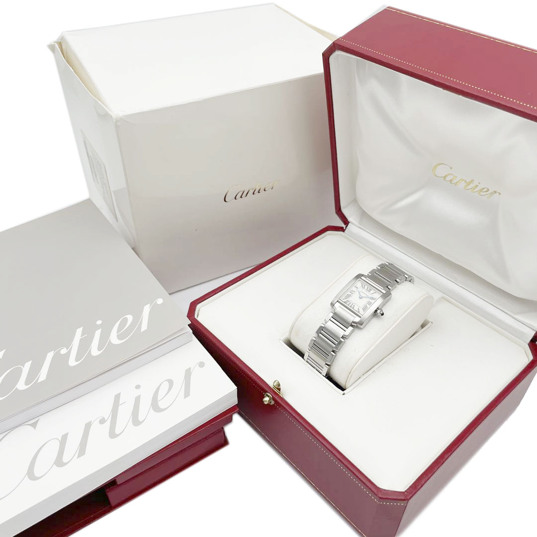 Cartier カルティエ タンクフランセーズSM レディース腕時計 QZ SS シルバー 白文字盤 W51008Q3