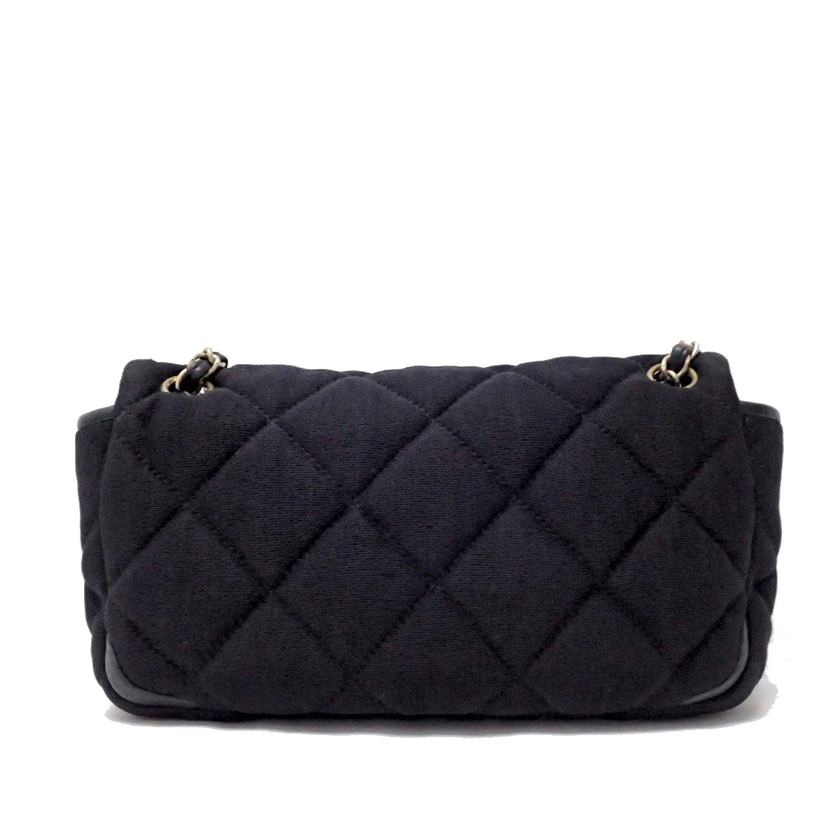 □シャネル□ チェーンショルダーバッグ コットンジャージ ブラック