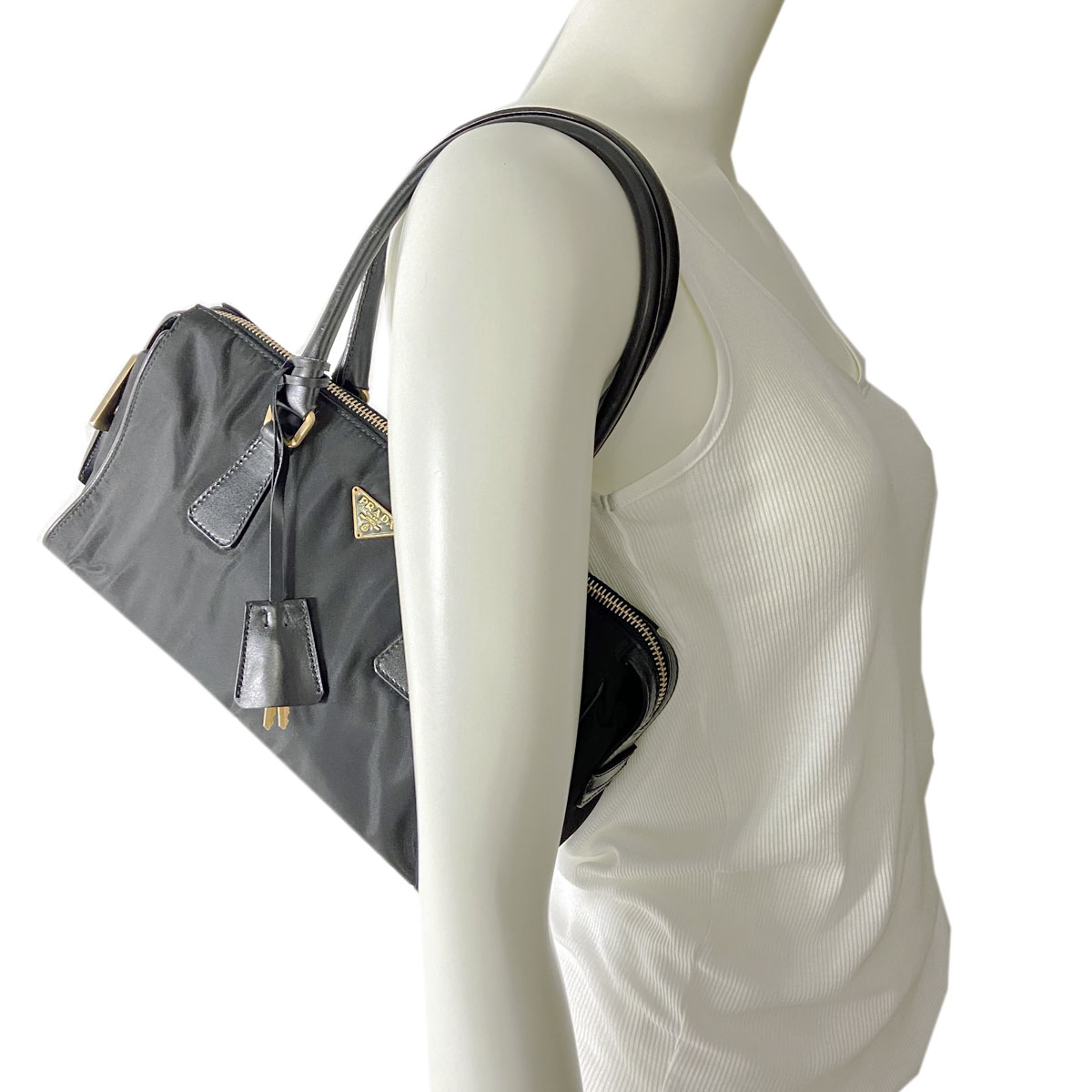 PRADA プラダ ハンドバッグ テストート ナイロン/レザー ブラック