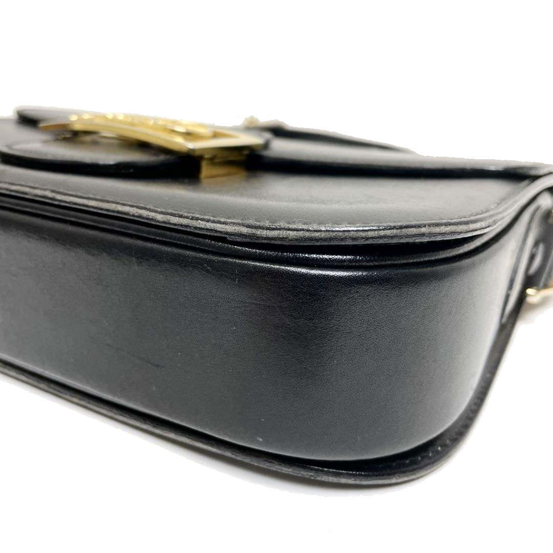 CELINE セリーヌ 馬車金具 ショルダーバッグ カーフレザー ブラック ヴィンテージ