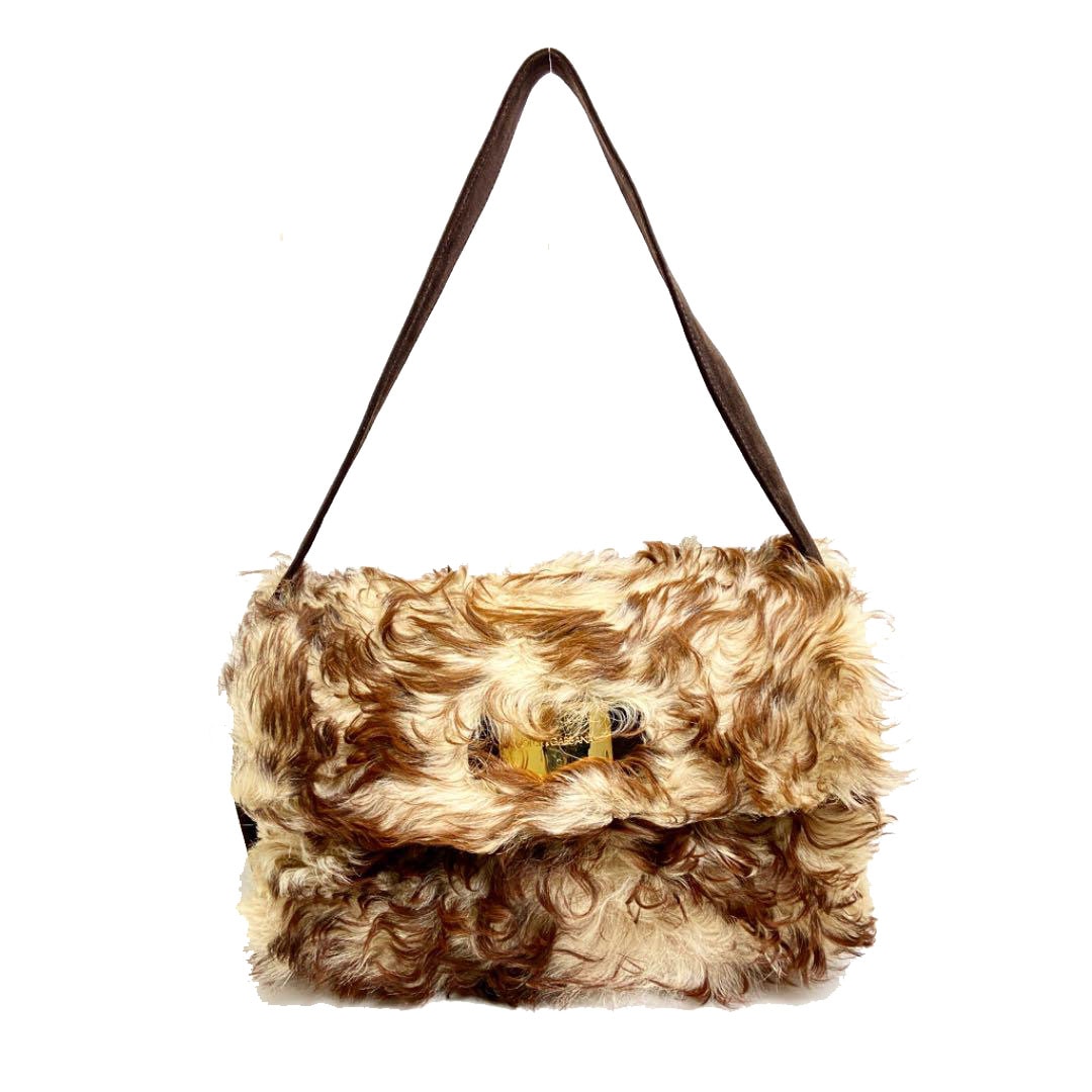 Dolce & Gabbana ドルチェ&ガッバーナ ファーショルダーバッグ スエード ブラウン