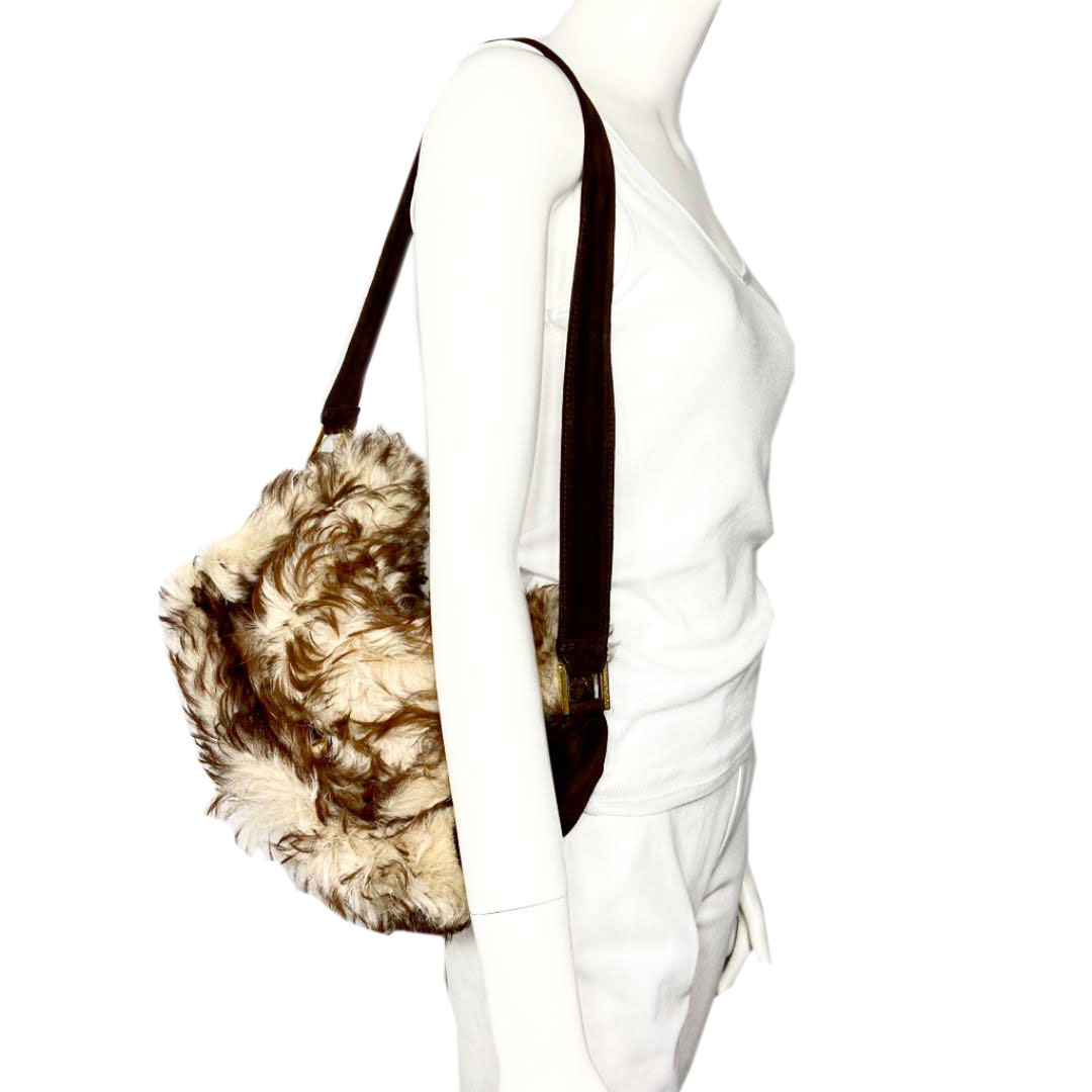 Dolce & Gabbana ドルチェ&ガッバーナ ファーショルダーバッグ スエード ブラウン