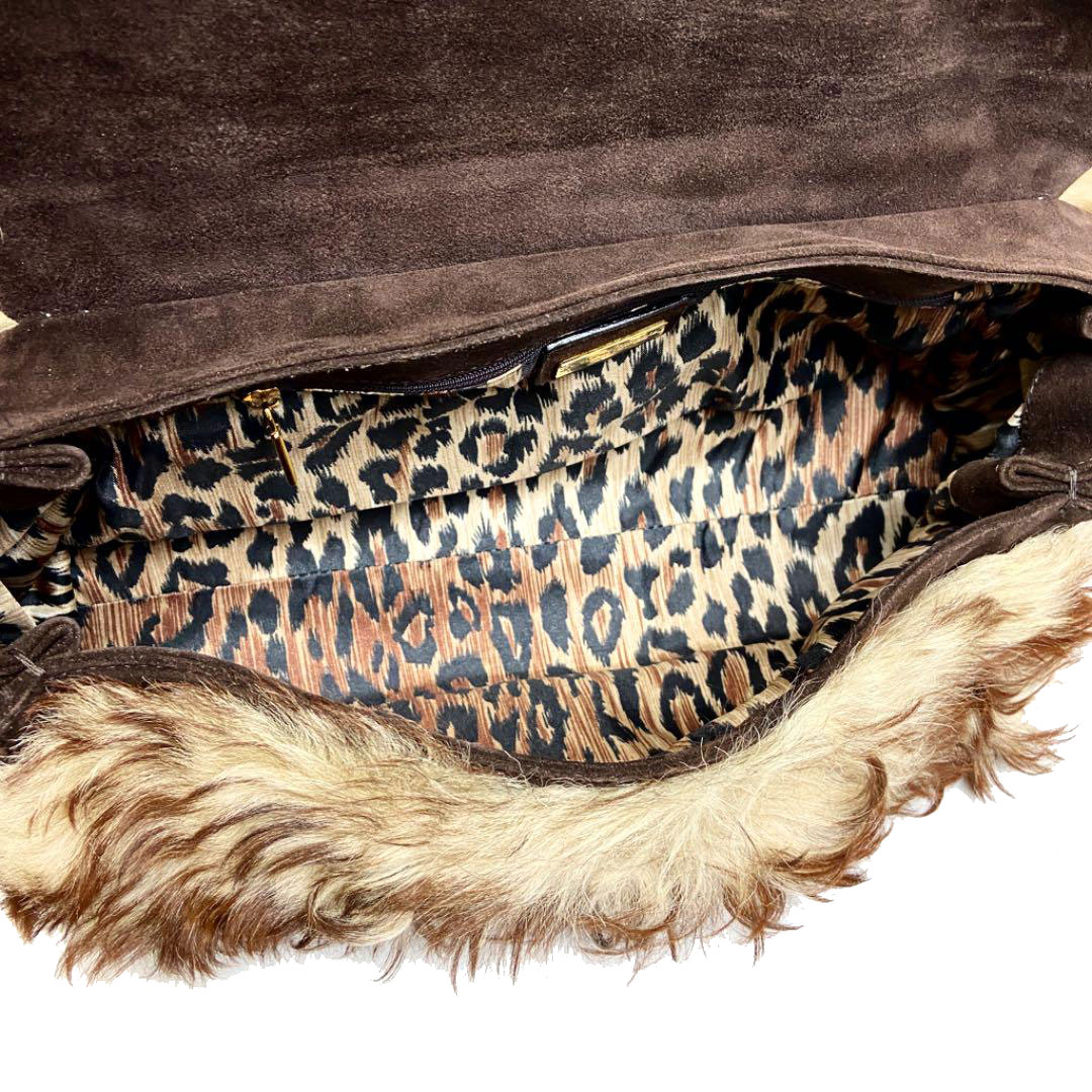 Dolce & Gabbana ドルチェ&ガッバーナ ファーショルダーバッグ スエード ブラウン