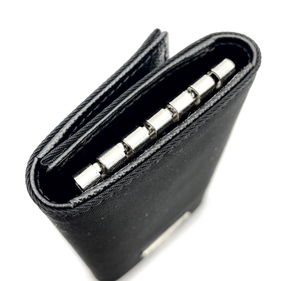 PRADA プラダ 6連キーケース 三角プレート ナイロン レザー ブラック