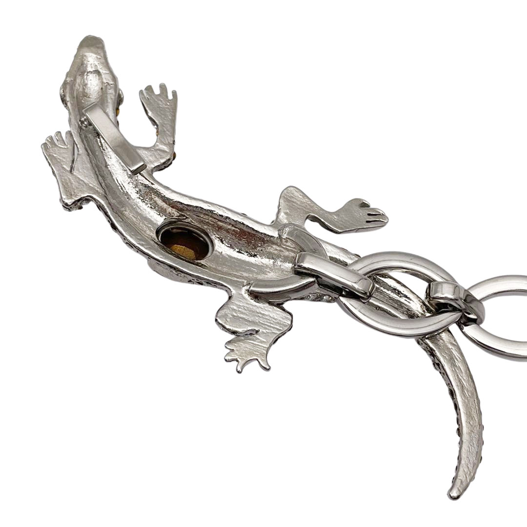 VALENTINO GARAVANI ヴァレンティノ ガラヴァーニ チェーンベルト リザード トカゲ ラインストーン シルバー