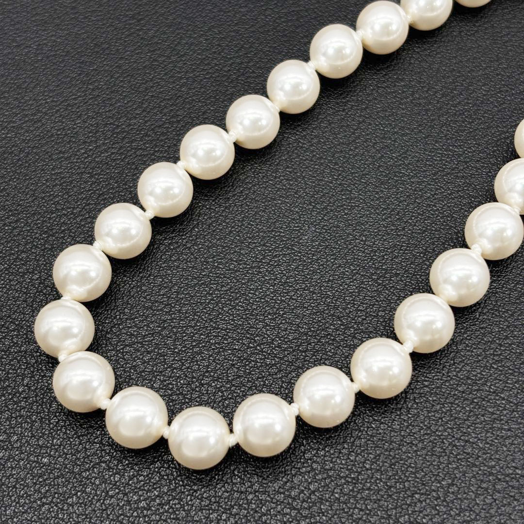 CHANEL シャネル ロングネックレス ココマーク A22A フェイクパール ラインストーン ホワイト/ゴールド金具