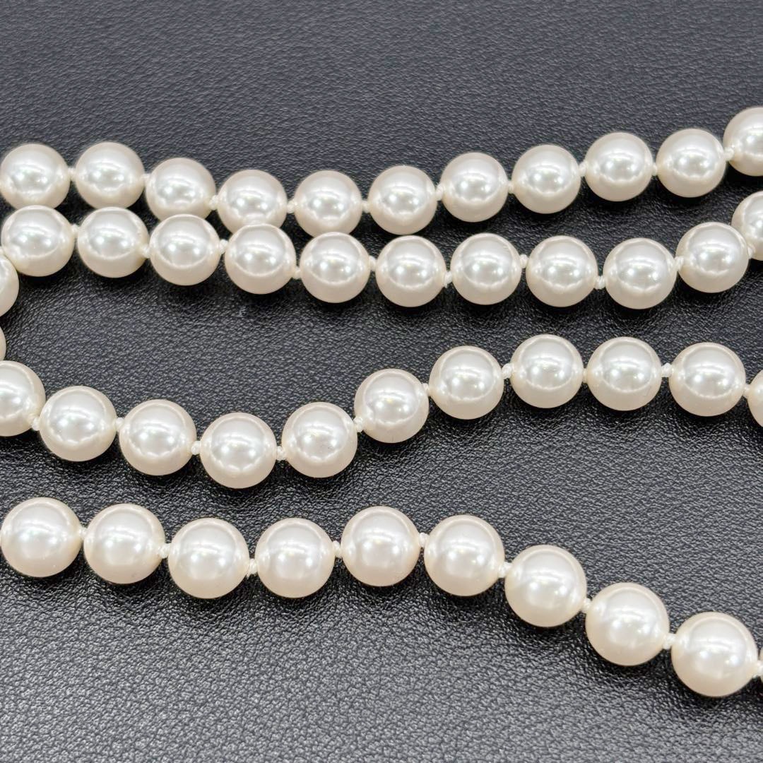 CHANEL シャネル ロングネックレス ココマーク A22A フェイクパール ラインストーン ホワイト/ゴールド金具