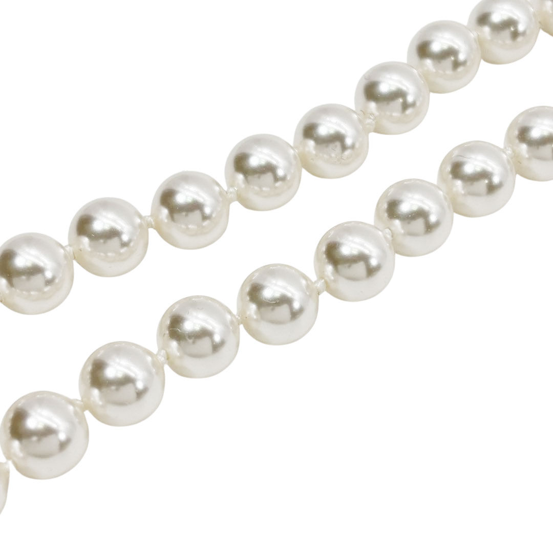 CHANEL シャネル ロングネックレス ココマーク A22A フェイクパール ラインストーン ホワイト/ゴールド金具