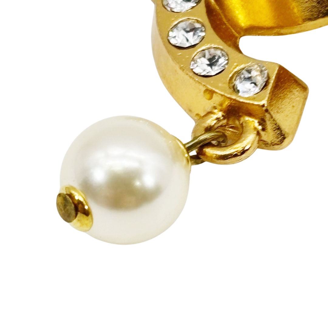 CHANEL シャネル ブローチ ココマーク 一粒パール ラインストーン 02P